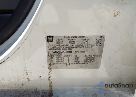 2017 Chevrolet Silverado 1500 Wt из США, поврежденный, VIN 1GCRCNEC9HZ304885